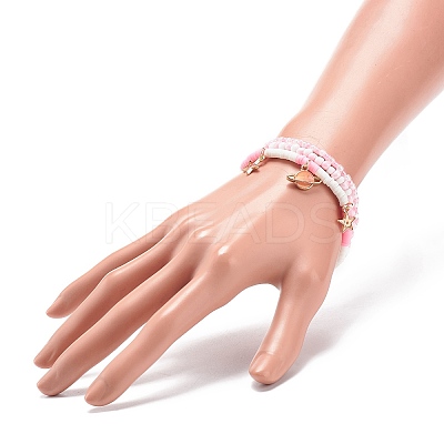 3Pcs 3 Styel Glass Seed & Polymer Clay Beaded Stretch Bracelets Set BJEW-JB08854-02-1