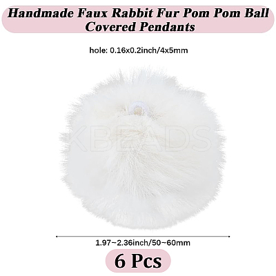 Handmade Faux Rabbit Fur Pom Pom Ball Covered Pendants WOVE-GF0001-03-1