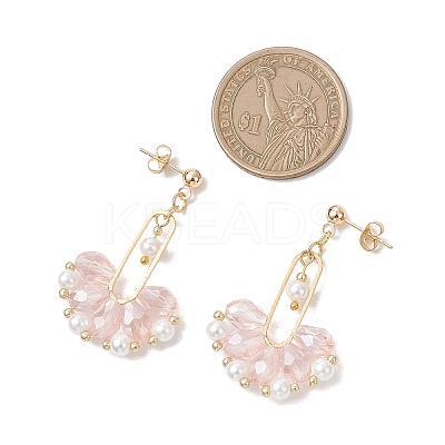 Fan Glass Dangle Stud Earrings EJEW-MZ00674-02-1