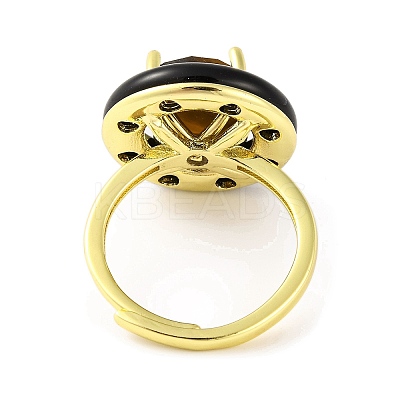 Rack Plating Round Brass Enamel Adjustable Rings RJEW-U004-01E-G-1