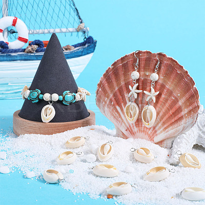 30Pcs Natural Cowrie Shell Pendants SHEL-SC0001-31B-1