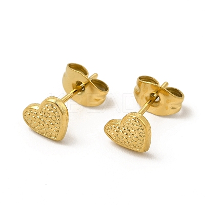 Ion Plating(IP) 304 Stainless Steel Heart Stud Earrings for Women EJEW-I281-13G-1