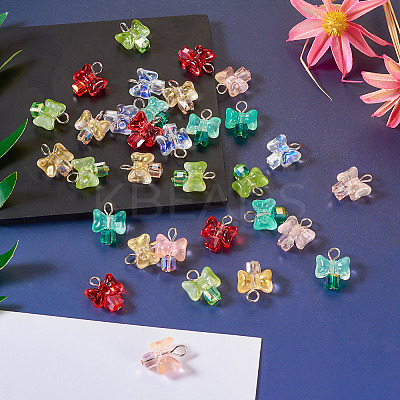 36Pcs 6 Colors Glass Pendants FIND-TA0004-21-1