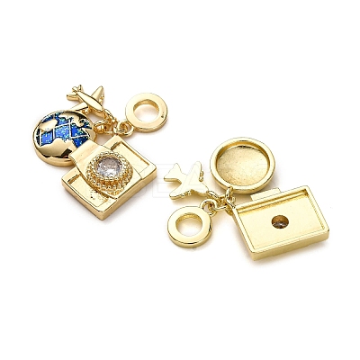 Brass Enamel Airplane & Earth & Camera European Dangle Charms KK-M309-18G-01-1