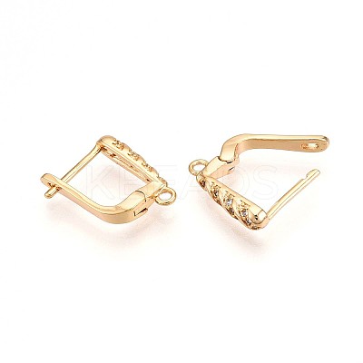 Brass Micro Pave Cubic Zirconia Hoop Earring Finding KK-N261-40G-1