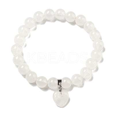 8.5mm Round Natural Quartz Crystal Rock Crystal Beaded Stretch Bracelets BJEW-C074-01N-1