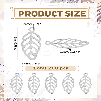 200Pcs 304 Stainless Steel Charms STAS-LP0002-65-1