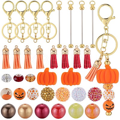 DIY Iron Beadable Bar Keychain Making Kit for Thanksgiving Day DIY-SC0025-17-1