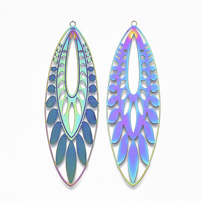 Ion Plating(IP) 304 Stainless Steel Filigree Big Pendants STAS-S108-75-1
