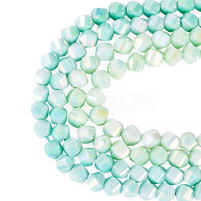 2 Strands 2 Colors Anti-Tarnish Electroplate Glass Beads Strands GLAA-TA0003-67-1