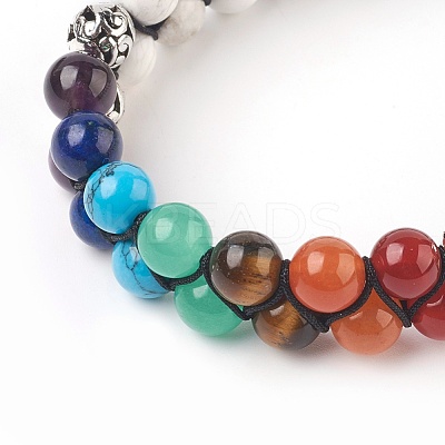 Chakra Natural Howlite Braided Bead Bracelets BJEW-O164-A01-1