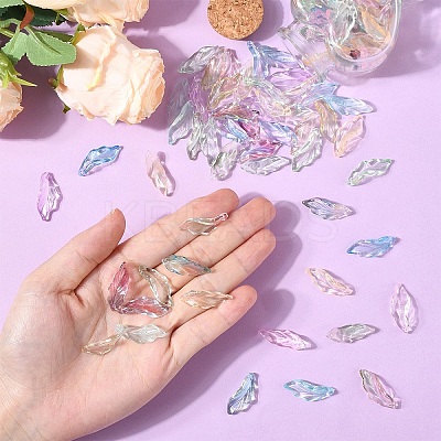 100Pcs Baking Paint Transparent Glass Pendants GLAA-YW0004-81A-1