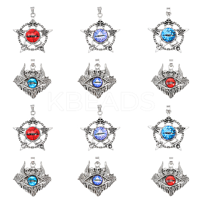 12Pcs 6 Style Glass Pendants FIND-CA0006-94-1