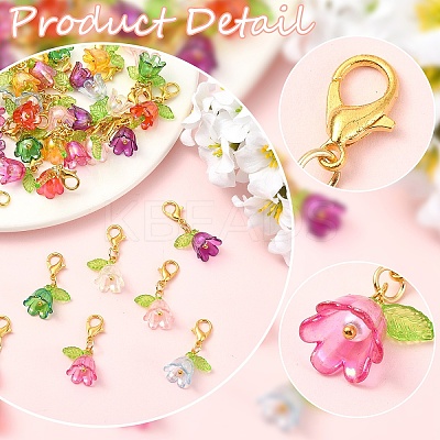 48Pcs 8 Colors Acrylic Pendant Decorations HJEW-YW00190-1