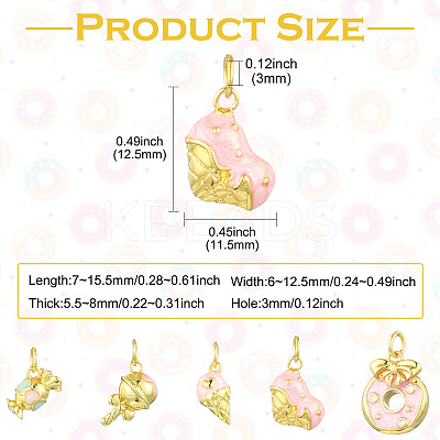 10Pcs 5 Styles Rack Plating Brass Enamel Charms KK-CJ0002-97-1