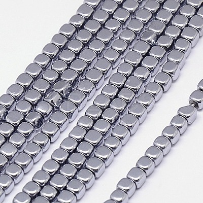 Electroplate Non-magnetic Synthetic Hematite Beads Strands G-J172-4x4mm-02-1