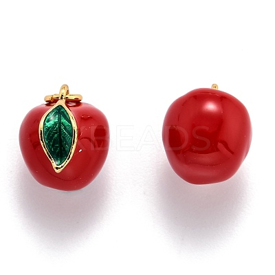 Brass Enamel Charms X-KK-O140-03G-1