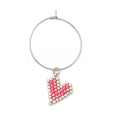 Glass Heart Wine Glass Charms AJEW-JO00191-1