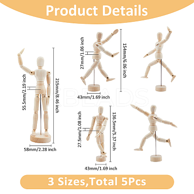 3 Styles Unfinished Blank Wooden Puppet DIY-FH0006-97-1