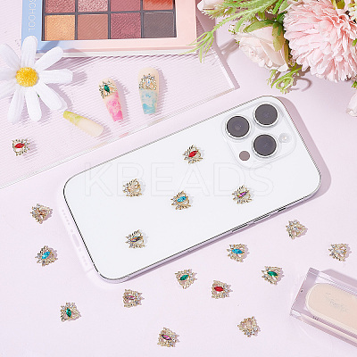 36Pcs 6 Colors Alloy Rhinestone Cabochons MRMJ-CP0001-08-1