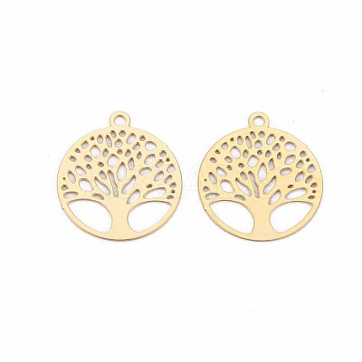 Rack Plating 201 Stainless Steel Filigree Pendants X-STAS-T057-49G-1