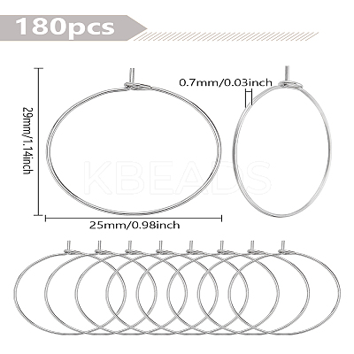 180Pcs 304 Surgical Stainless Steel Wine Glass Charms Rings STAS-LP0002-26-1