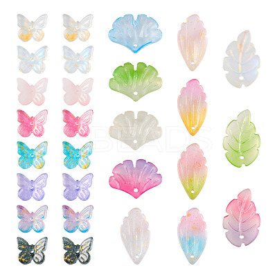 100Pcs 20 Styles Two Tone Transparent Spray Painted Glass Pendants GLAA-TA0002-07-1