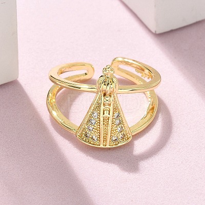 Brass Micro Pave Cubic Zirconia Cuff Rings RJEW-P149-01A-G-1
