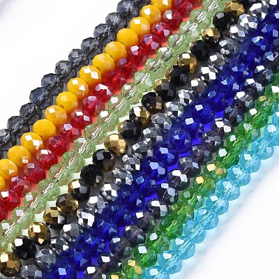 Electroplate Glass Beads Strands EGLA-T025-01B-1