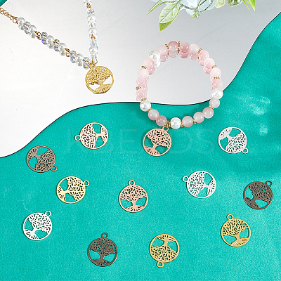 24Pcs 4 Colors Brass Filigree Pendants KK-CN0002-01-1