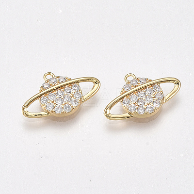 Brass Micro Pave Cubic Zirconia Pendants X-KK-T038-513G-1