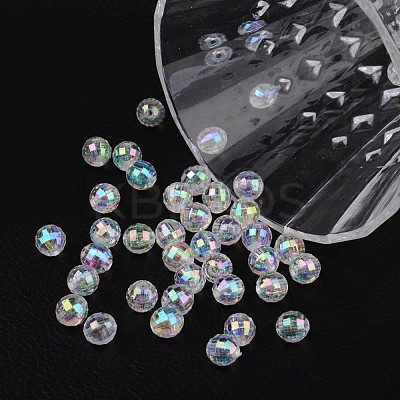 Faceted Eco-Friendly Transparent Acrylic Round Beads X-TACR-K001-8mm-22-1