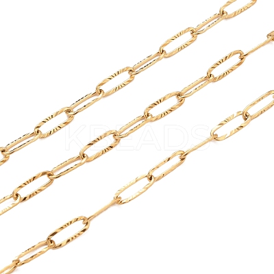 3.28 Feet 304 Stainless Steel Textured Paperclip Chains X-CHS-I009-01G-1