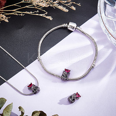 1Pc 925 Sterling Silver with Cubic Zirconia European Beads STER-BBC0005-73-1