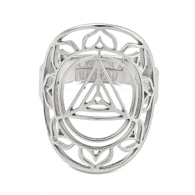 Non-Tarnish Ring with Lotus 304 Stainless Steel Adjustable Rings RJEW-G306-04P-1