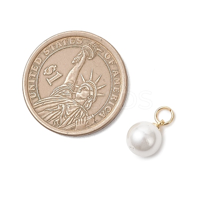 6Pcs 2 Colors Shell Pearl Round Charms PALLOY-JF04977-1