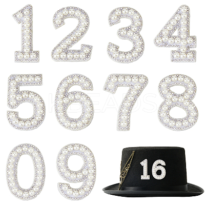 Adhesive Bandage Embroidery Cloth with Resin Imitation Pearl Iron On/Sew On Patches DIY-WH0589-68-1