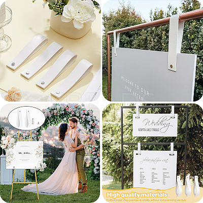 4Pcs PU Leather Sign Straps for Hanging Wedding Sign AJEW-CL0002-28A-1