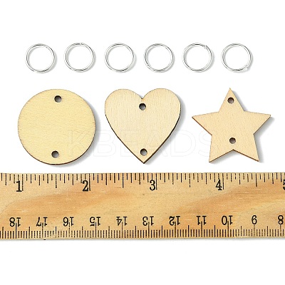50Pcs Undyed Wood Connector Charms WOOD-FS0001-12B-1