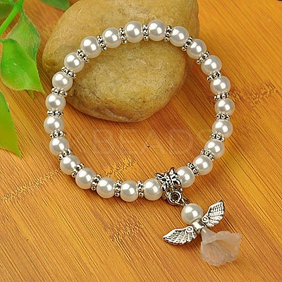 Lovely Wedding Dress Angel Bracelets for Kids BJEW-JB00727-19-1