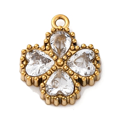 304 Stainless Steel Cubic Zirconia Pendants STAS-R141-01G-03-1