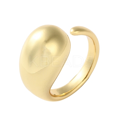 Rack Plating Brass Teardrop Open Cuff Ring for Women X-RJEW-A016-03G-1