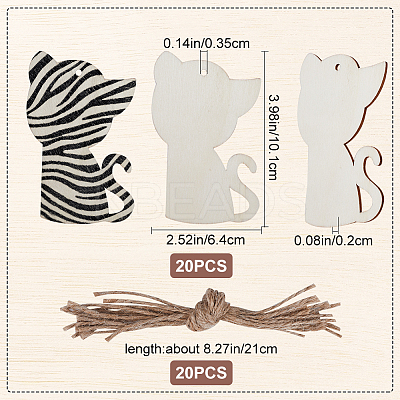 Animal Theme Unfinished Blank Wooden Pendants Set for Painting Arts WOOD-WH0124-26H-1