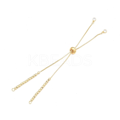 Brass Box Chains Slider Bracelet Making with Clear Cubic Zirconia Tiny Charms BJEW-N021-03-1