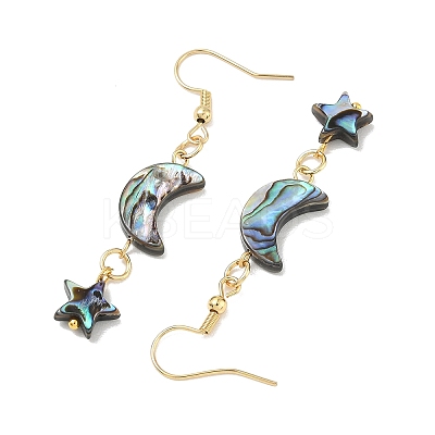 Natural Paua Shell Dangle Earrings for Women EJEW-JE07077-1