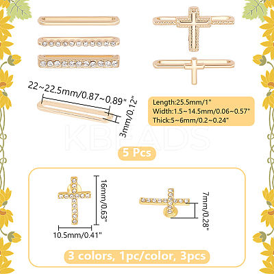 5Pcs 5 Style Cross Shape Zinc Alloy with Rhinestone Watch Band Studs and Watch Band Charms FIND-UN0003-40-1