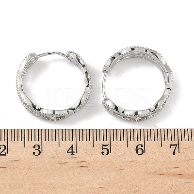 Brass Clear Cubic Zirconia Rectangle Hoop Earrings EJEW-D320-06P-1