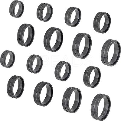 16Pcs 8 Size 316 Stainless Steel Grooved Finger Ring for Men Women RJEW-DC0001-09B-1