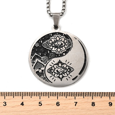 Yin-yang Lotus Eye 201 Stainless Steel Pendant Necklaces for Women NJEW-M105-07B-P-1