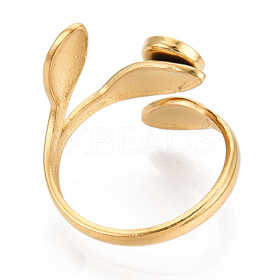 Leaf 304 Stainless Steel Cuff Ring Components X-STAS-T066-22G-1